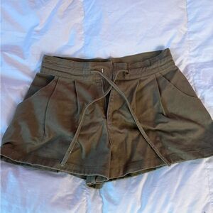 Forever 21 Olive Drawstring Pleated Athletic Shorts